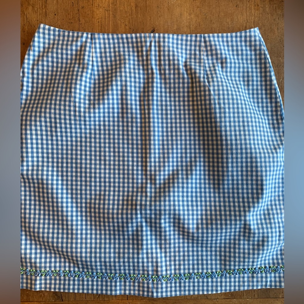 Talbots Blue and White Gingham Pencil Skirt